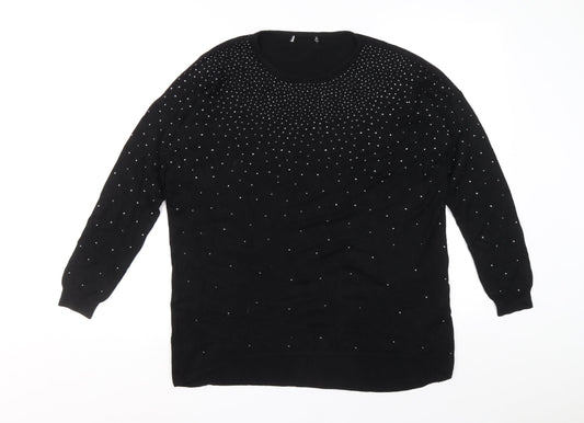 Atmosphere Womens Black Round Neck Viscose Pullover Jumper Size 10