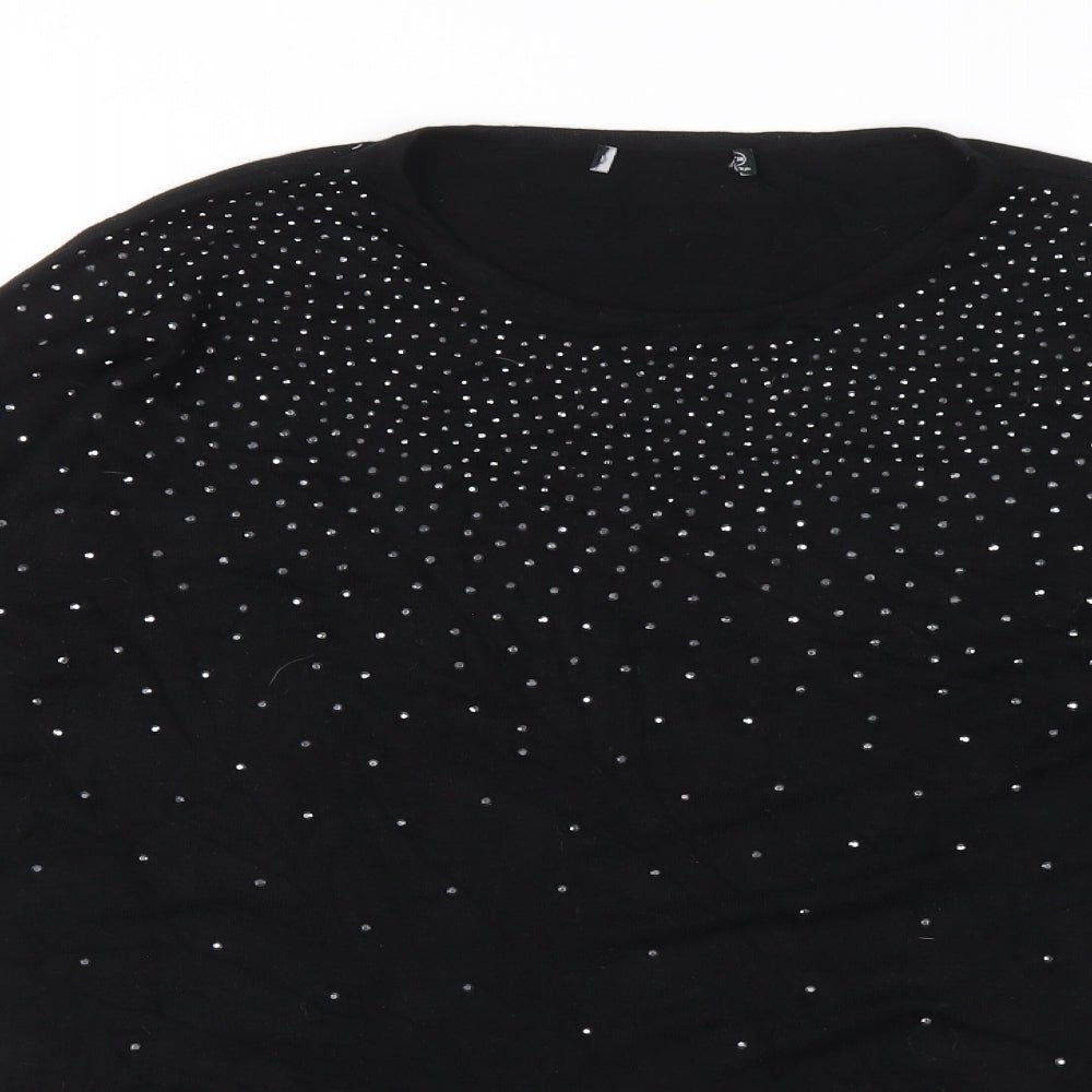Atmosphere Womens Black Round Neck Viscose Pullover Jumper Size 10