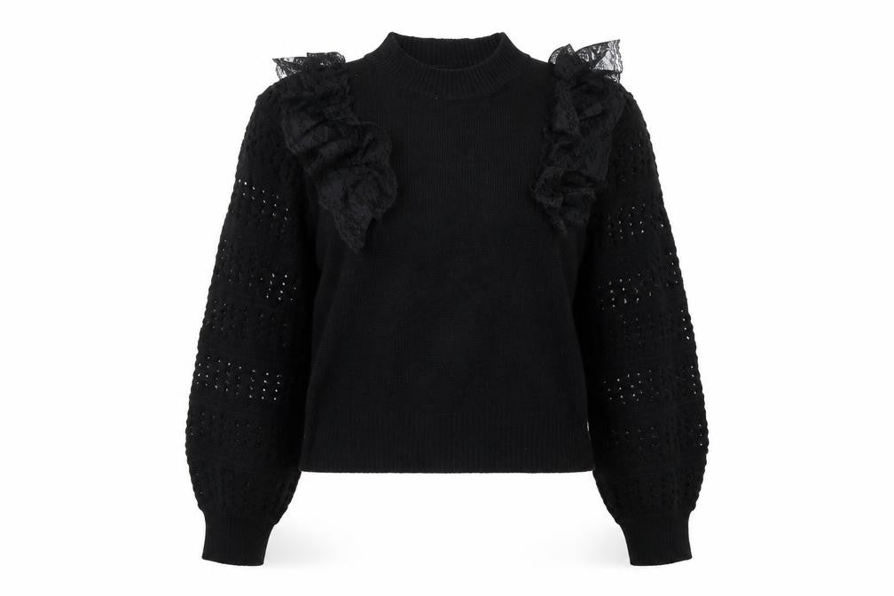 SHIEN Womens Black Crew Neck Acrylic Pullover Jumper Size L