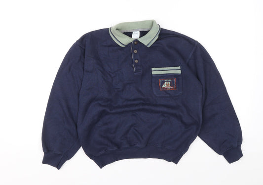 Bright Future Boys Blue Polyester Pullover Sweatshirt Size 12 Years Button - Ship