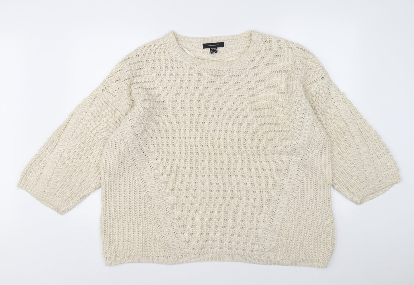 Atmophere Womens Beige Round Neck Acrylic Pullover Jumper Size 14