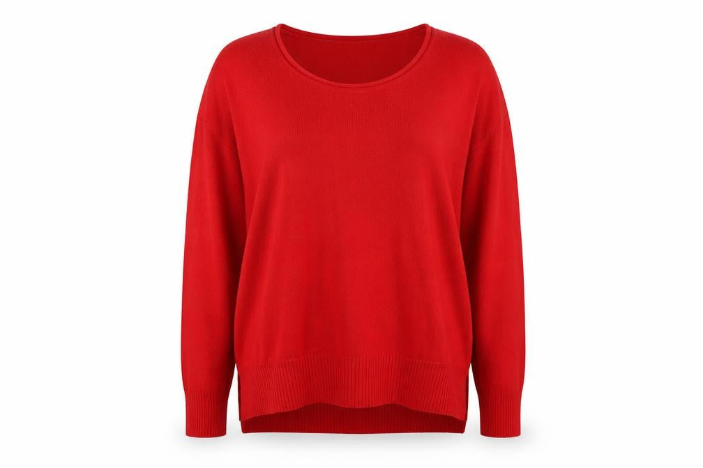 French Connection Womens Red Scoop Neck Acrylic Pullover Jumper Size S