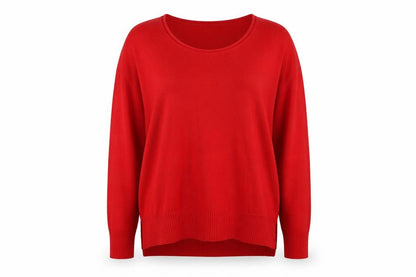 French Connection Womens Red Scoop Neck Acrylic Pullover Jumper Size S