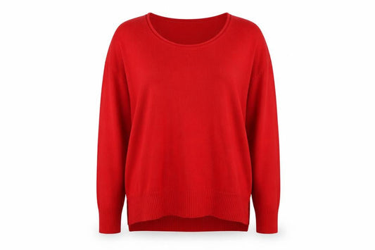 French Connection Womens Red Scoop Neck Acrylic Pullover Jumper Size S