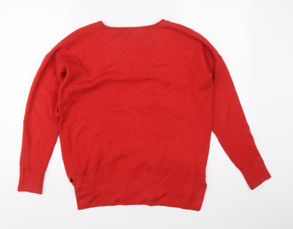 French Connection Womens Red Scoop Neck Acrylic Pullover Jumper Size S