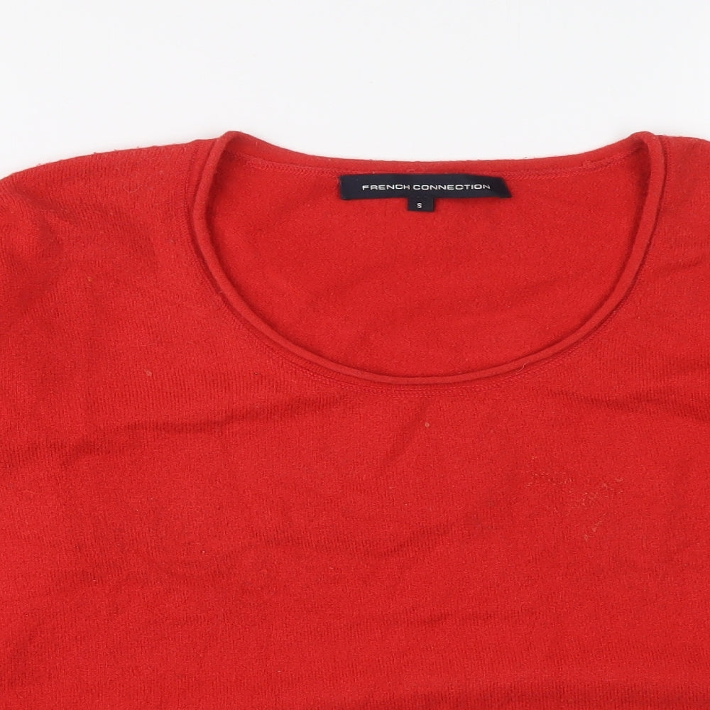 French Connection Womens Red Scoop Neck Acrylic Pullover Jumper Size S