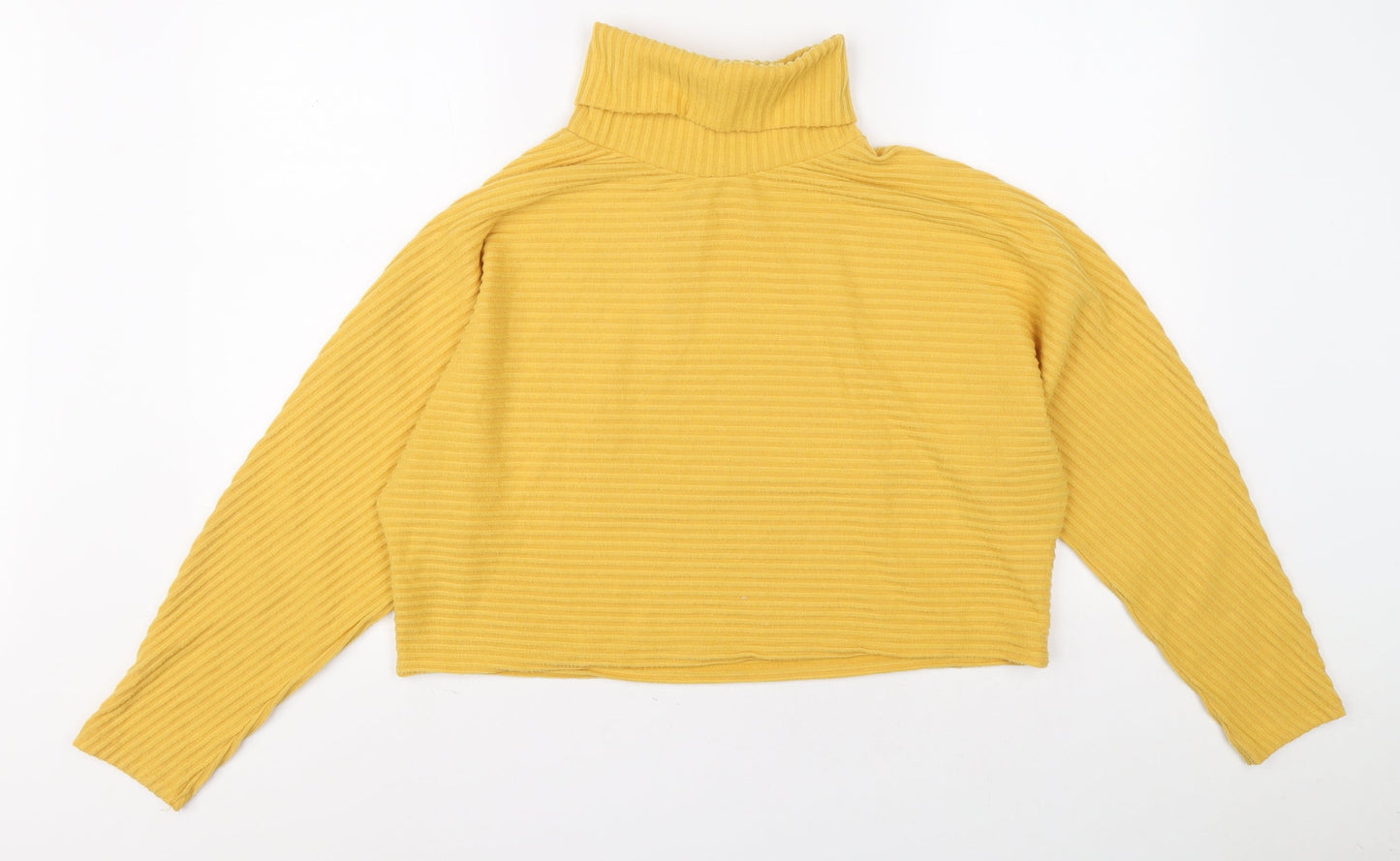 New Look Womens Yellow Roll Neck Polyester Pullover Jumper Size L - Ribbed fabric