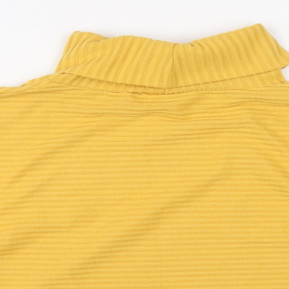 New Look Womens Yellow Roll Neck Polyester Pullover Jumper Size L - Ribbed fabric