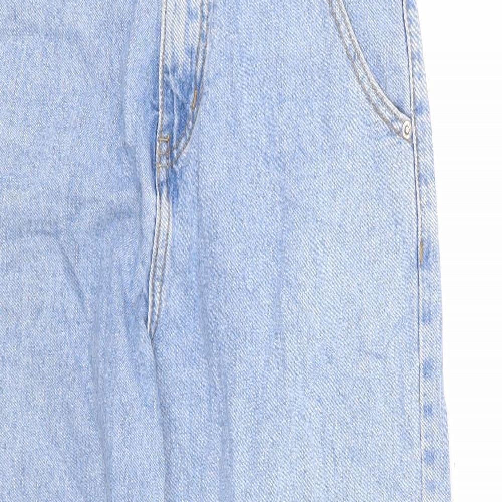 Preworn Womens Blue Cotton Cropped Jeans Size M L24 in Regular Zip - Distressed Hems
