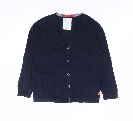 Zara Womens Blue V-Neck Cotton Cardigan Jumper Size 8