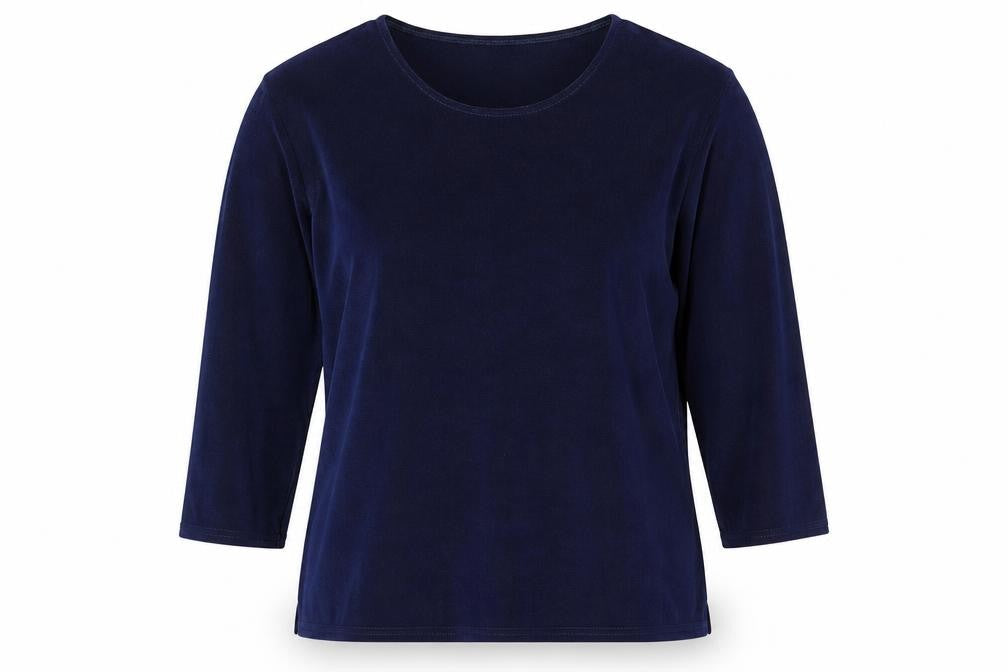 Dupont Womens Blue Polyester Basic Blouse Size M Boat Neck