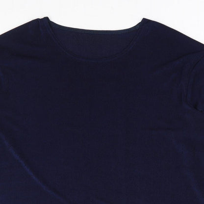 Dupont Womens Blue Polyester Basic Blouse Size M Boat Neck
