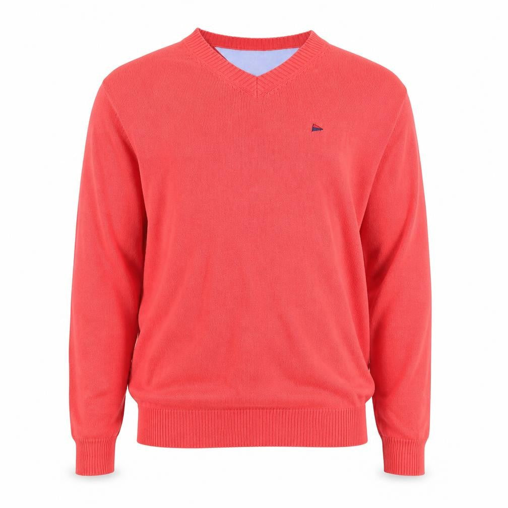 Zerimar Mens Pink V-Neck Ramie Pullover Jumper Size L