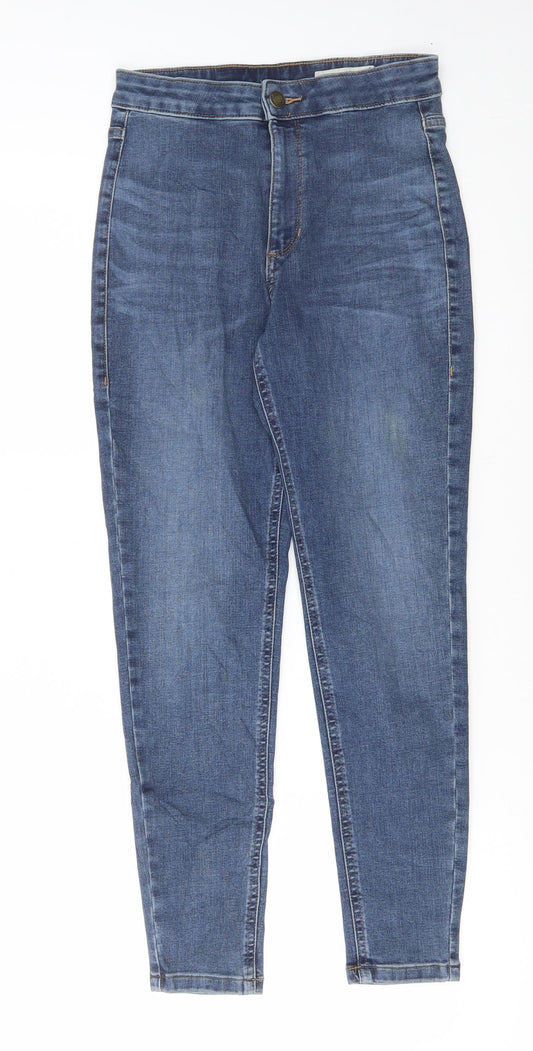 Marks and Spencer Womens Blue Cotton Skinny Jeans Size 8 L26 in Regular Button