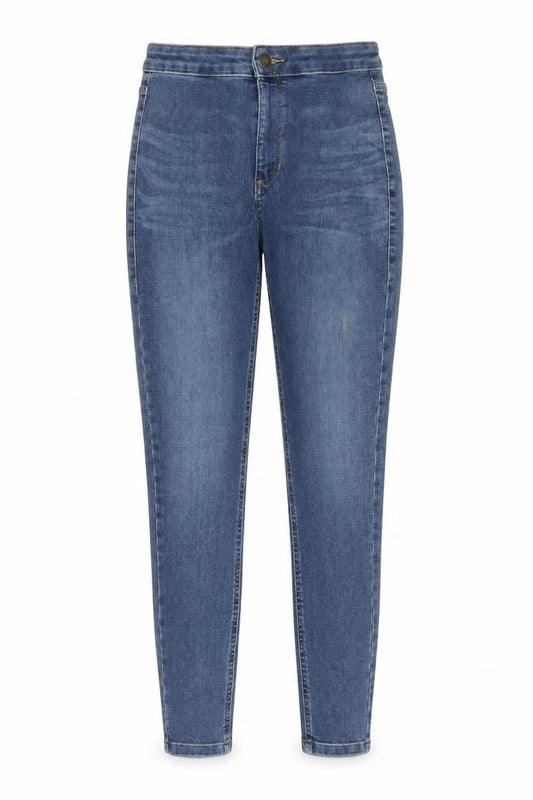 Marks & Spencer Womens Blue Cotton Skinny Jeans Size 8 L26 in Regular Button