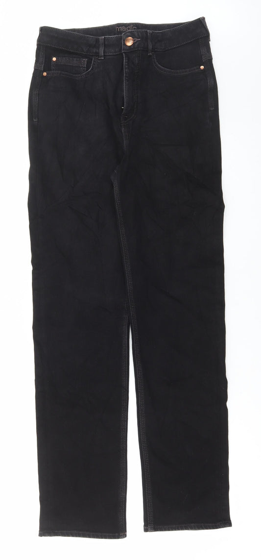 Marks and Spencer Womens Blue Cotton Straight Jeans Size 30 in L30 in Regular Button