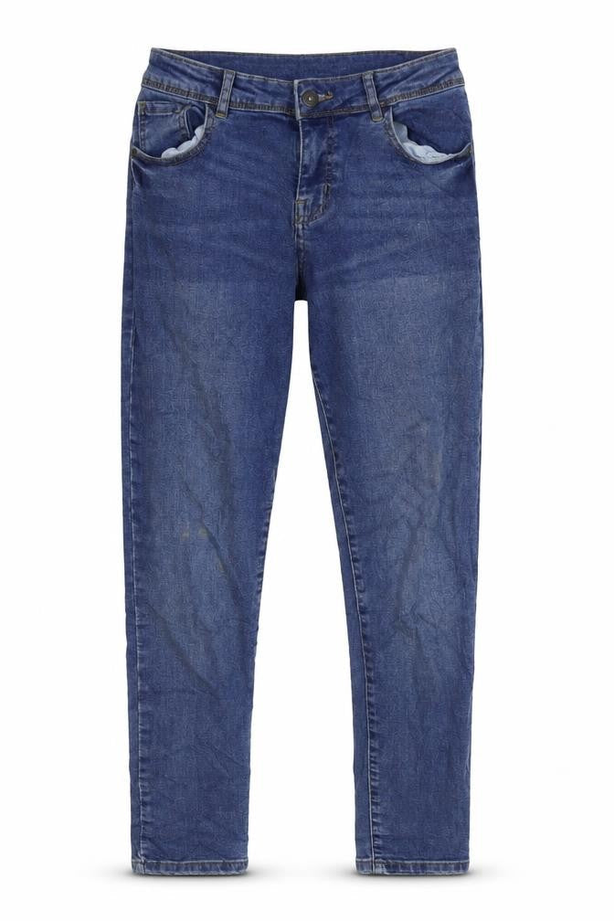 Denim & Co. Girls Blue Cotton Skinny Jeans Size 11-12 Years Regular Zip