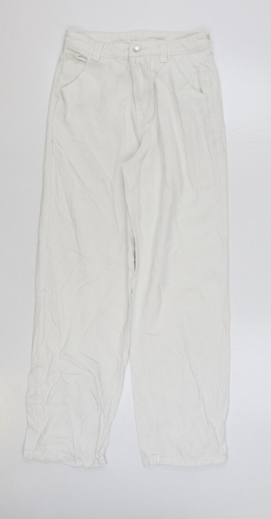 SheIn Womens White Cotton Straight Jeans Size 28 in L29 in Regular Zip
