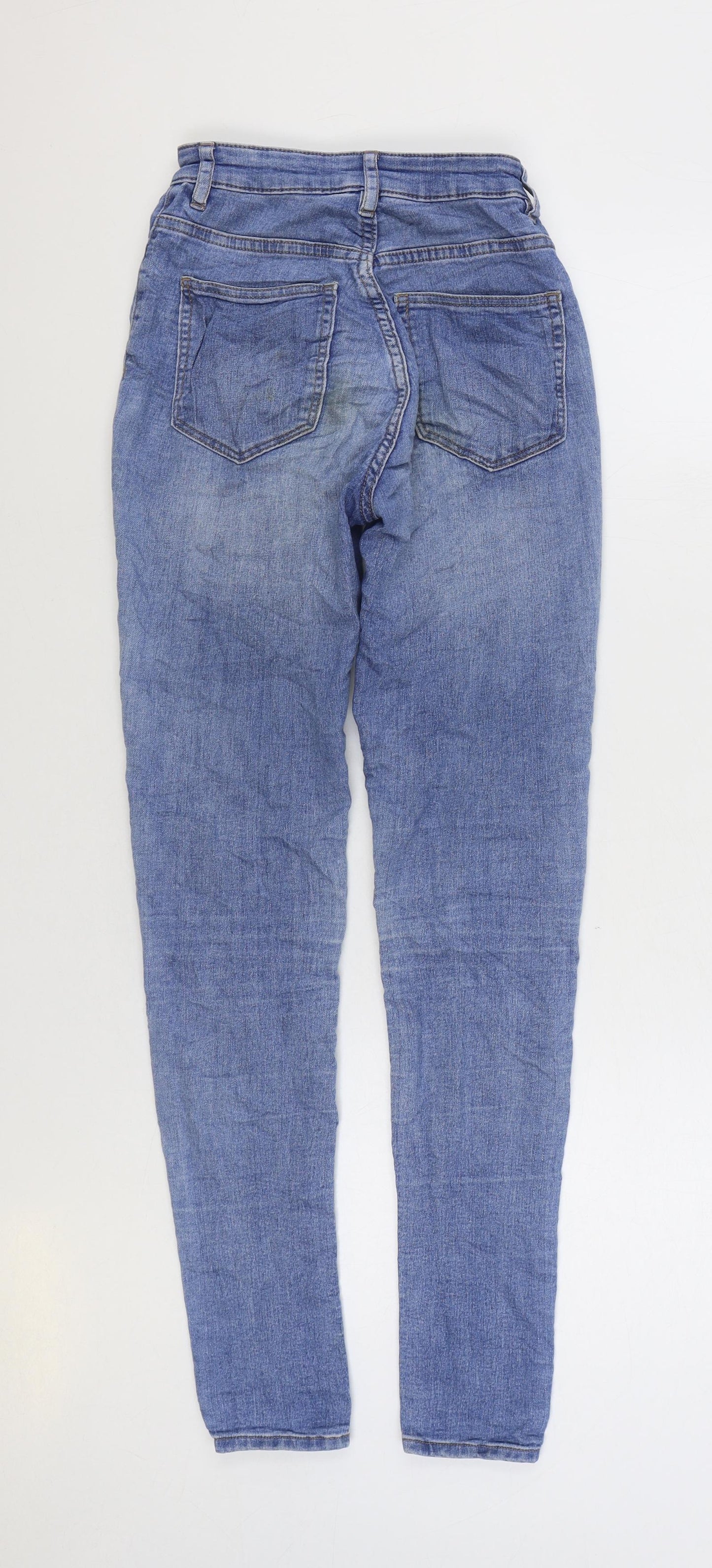 H&M Womens Blue Cotton Skinny Jeans Size 4 L28 in Regular Zip