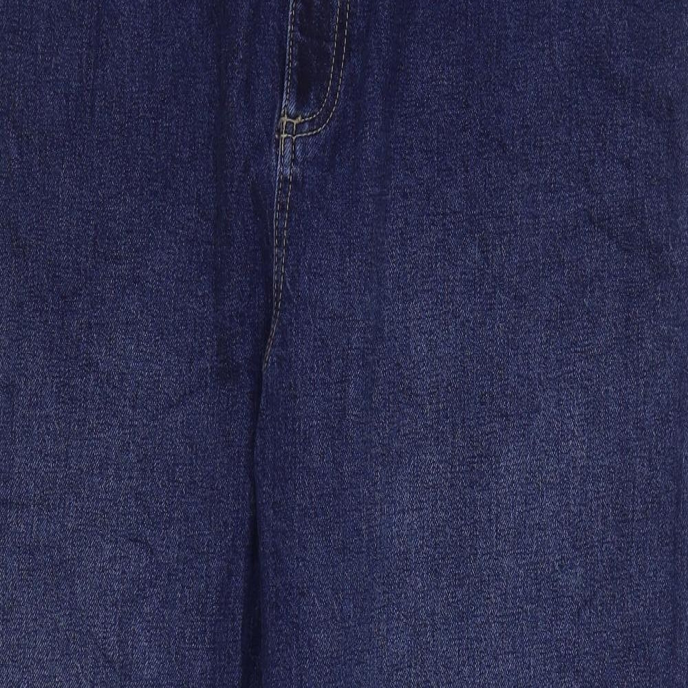 Marks and Spencer Womens Blue Cotton Tapered Jeans Size 18 L27 in Regular Zip