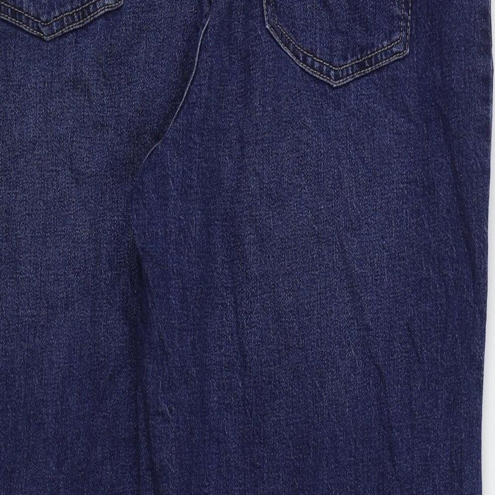 Marks and Spencer Womens Blue Cotton Tapered Jeans Size 18 L27 in Regular Zip