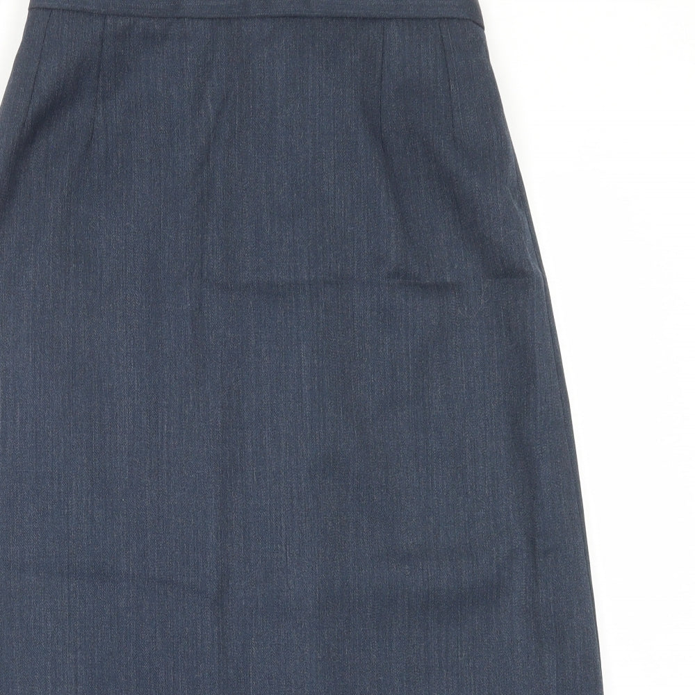 Preworn Womens Blue Wool A-Line Skirt Size 28 in Hook & Eye