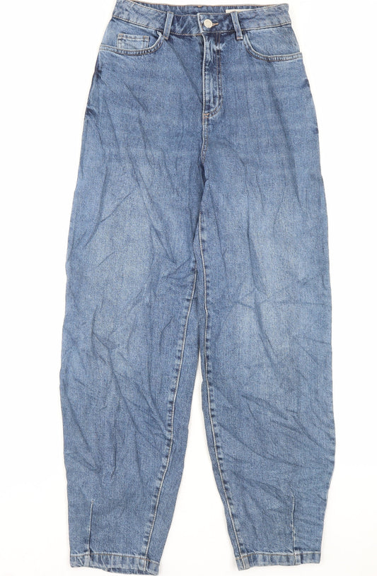 Marks and Spencer Womens Blue Cotton Straight Jeans Size 6 L29 in Slim Button