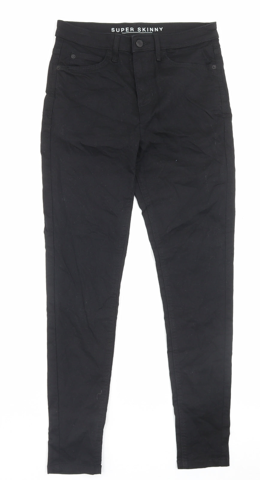 Marks and Spencer Womens Black Cotton Skinny Jeans Size 28 in L28 in Regular Button