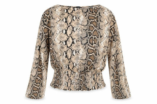 Dorothy Perkins Womens Brown Animal Print Viscose Basic T-Shirt Size 8 Boat Neck