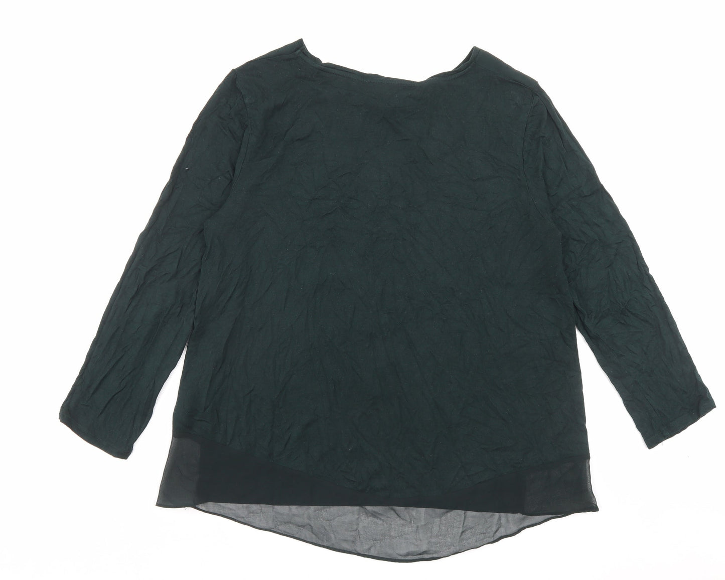 Warehouse Womens Green Viscose Basic T-Shirt Size 12 Crew Neck - Pocket Detail