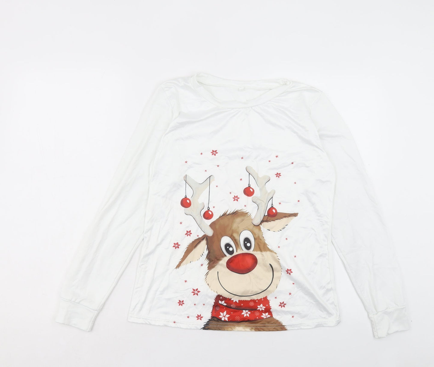 Preworn Womens White Polyester Pullover Sweatshirt Size S Pullover - Reindeer
