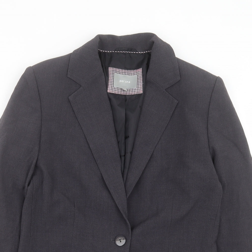 Per Una Womens Grey Jacket Blazer Size 10 Button