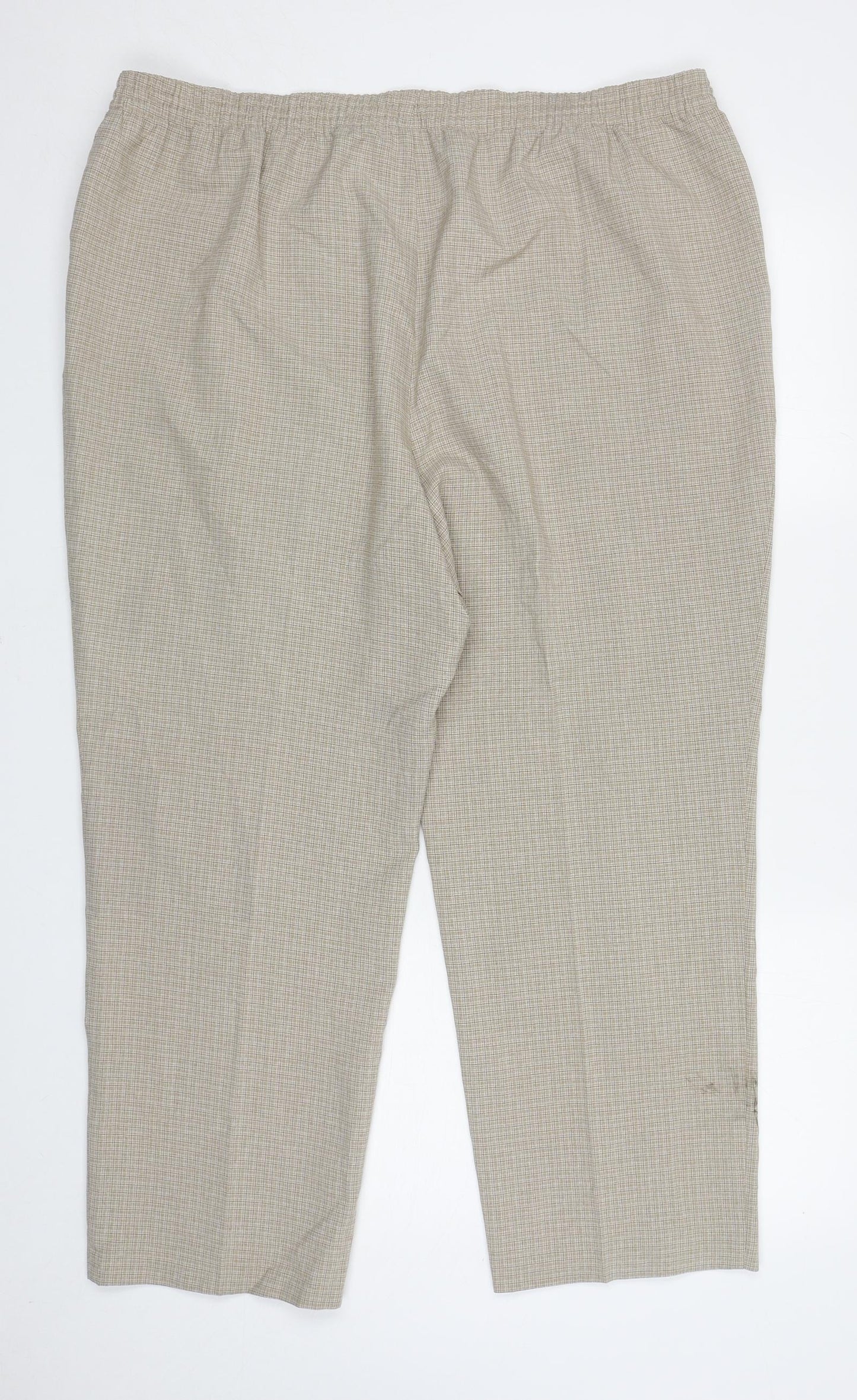 Marks and Spencer Womens Beige Plaid Polyester Carrot Trousers Size 20 L26 in Regular