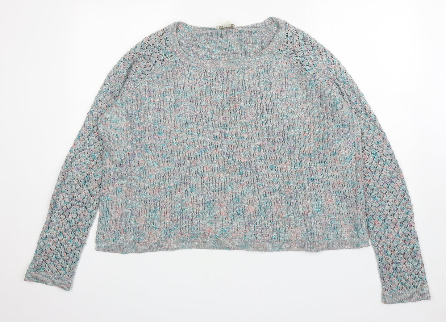Monsoon Womens Grey Round Neck Acrylic Pullover Jumper Size 16 - Flecked