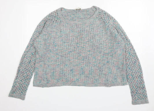 Monsoon Womens Grey Round Neck Acrylic Pullover Jumper Size 16 - Flecked