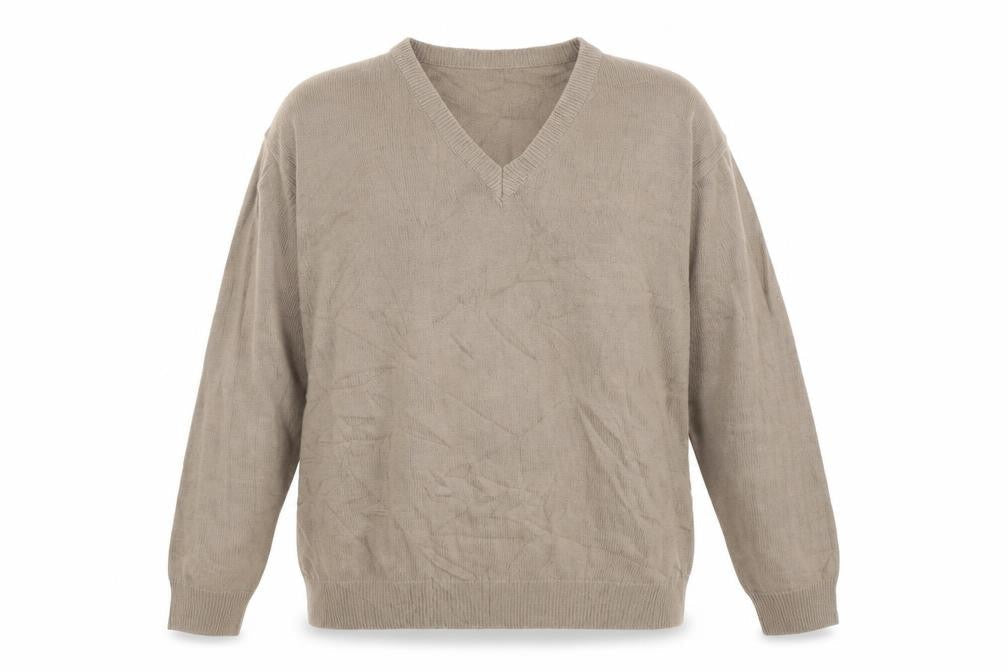 Chums Mens Brown V-Neck Acrylic Pullover Jumper Size L