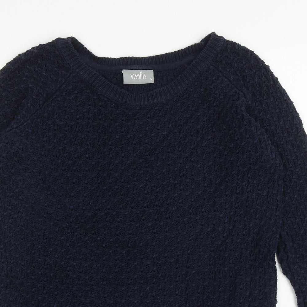 Wallis Womens Blue Round Neck Cotton Pullover Jumper Size S