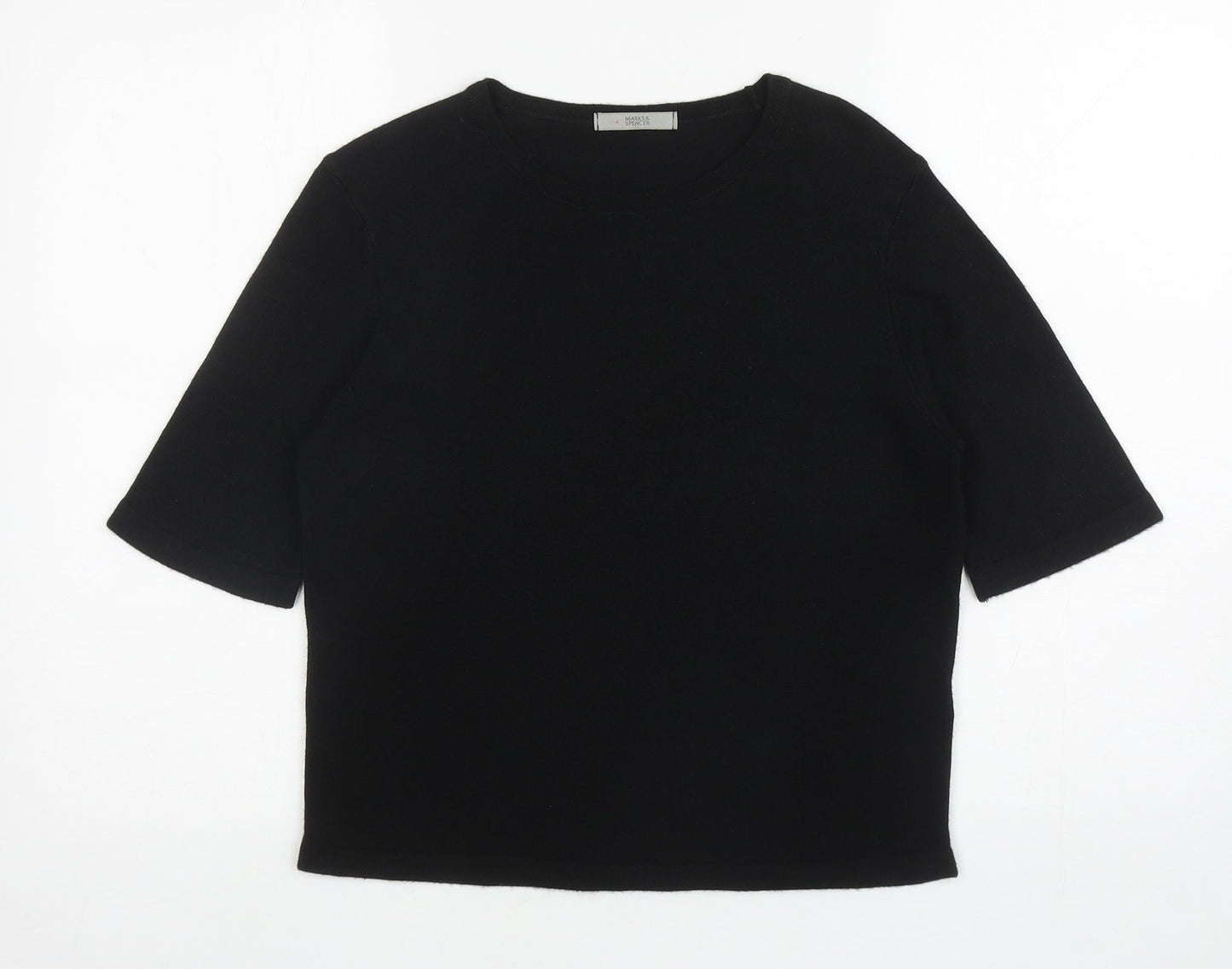 Marks and Spencer Womens Black Round Neck Acrylic Pullover Jumper Size 12