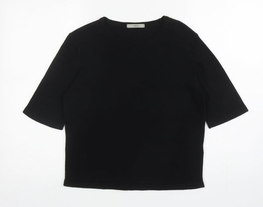 Marks and Spencer Womens Black Round Neck Acrylic Pullover Jumper Size 12