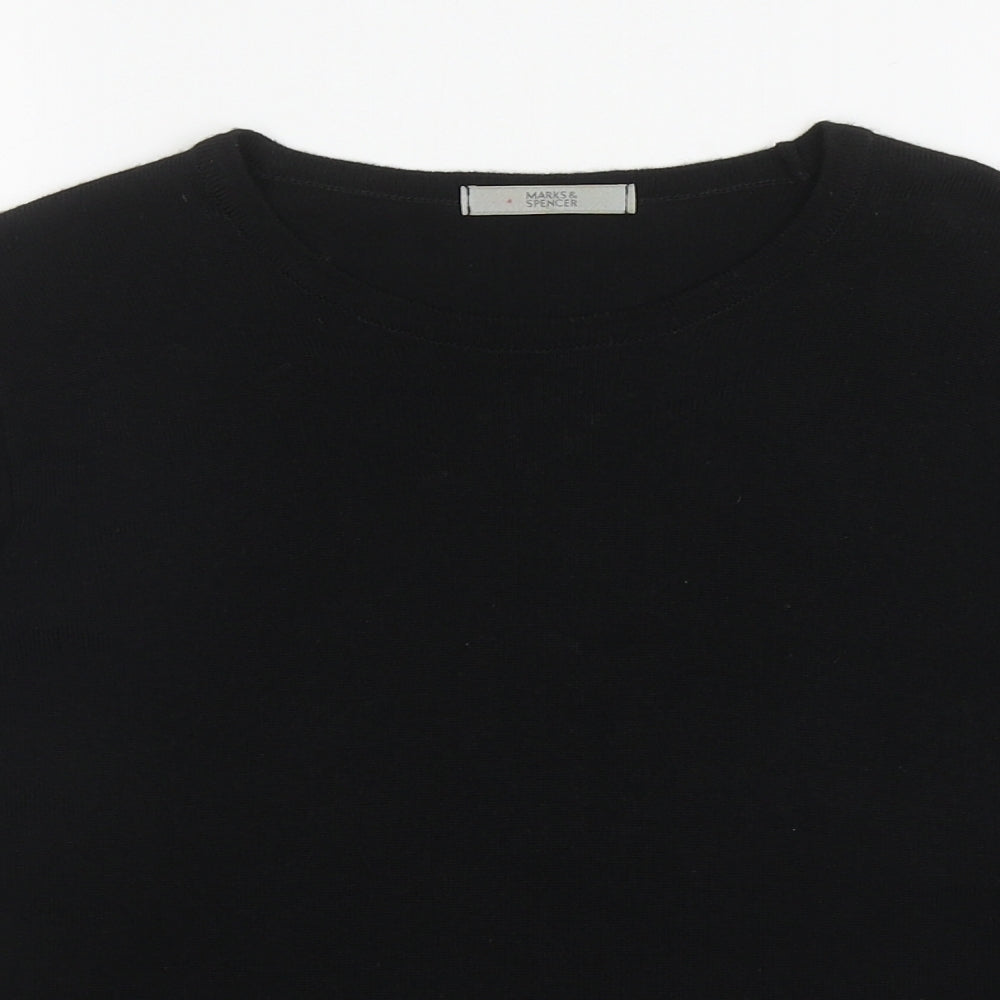 Marks and Spencer Womens Black Round Neck Acrylic Pullover Jumper Size 12