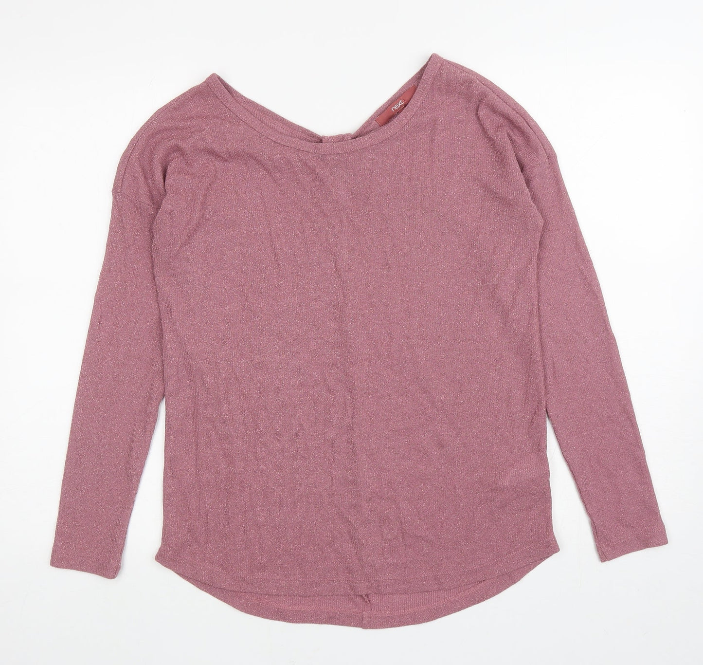 NEXT Womens Pink Viscose Basic T-Shirt Size 8 Scoop Neck - Cut Out Back