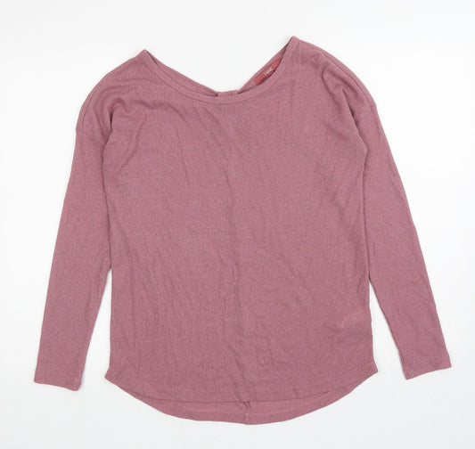 NEXT Womens Pink Viscose Basic T-Shirt Size 8 Scoop Neck - Cut Out Back