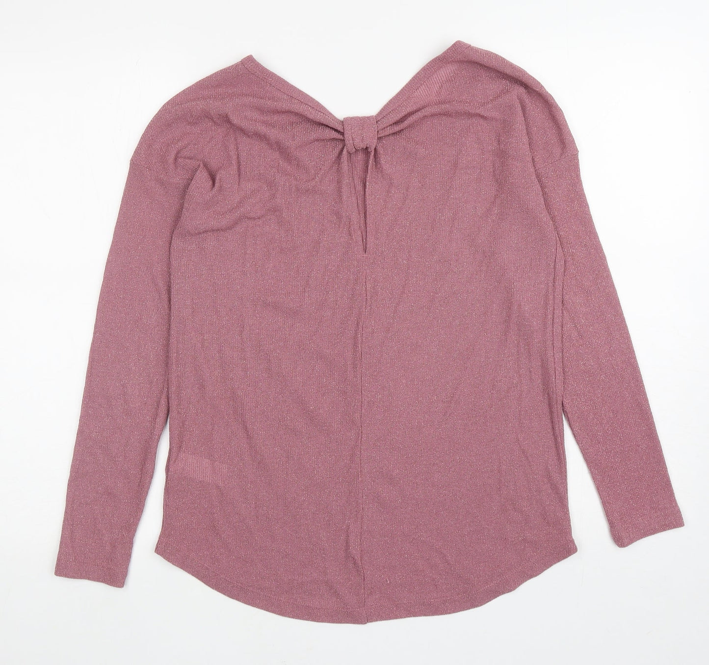 NEXT Womens Pink Viscose Basic T-Shirt Size 8 Scoop Neck - Cut Out Back