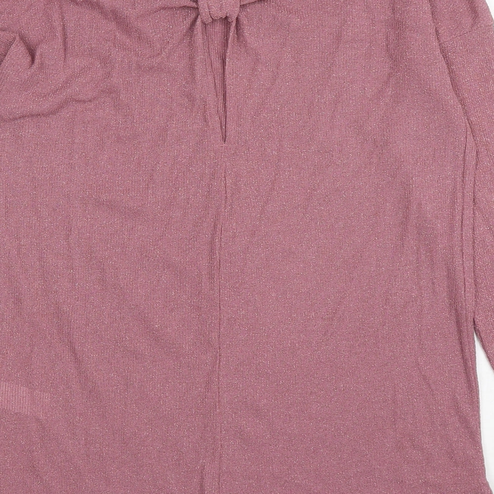 NEXT Womens Pink Viscose Basic T-Shirt Size 8 Scoop Neck - Cut Out Back