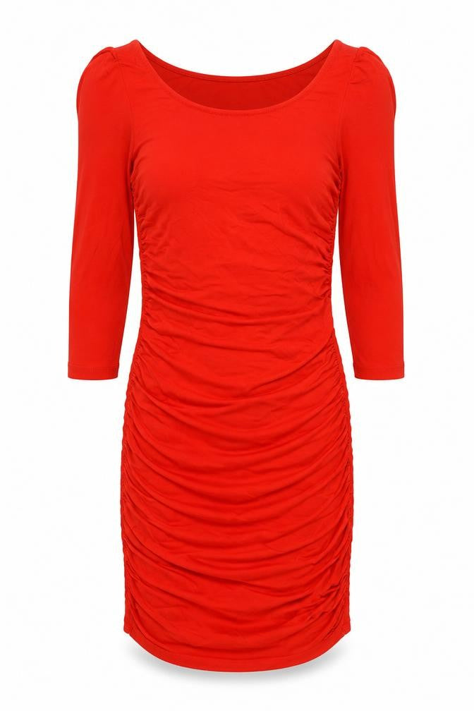 H&M Womens Red Viscose Bodycon Size M Boat Neck Pullover