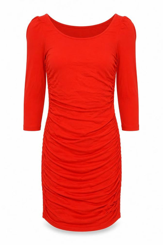 H&M Womens Red Viscose Bodycon Size M Boat Neck Pullover