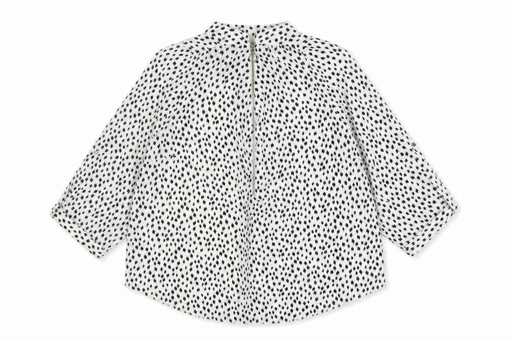 M&Co Womens White Animal Print Polyester Basic Blouse Size 16 Mock Neck