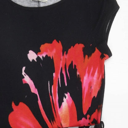 Billie & Blossom Womens Black Floral Polyester Bodycon Size 12 Boat Neck Pullover