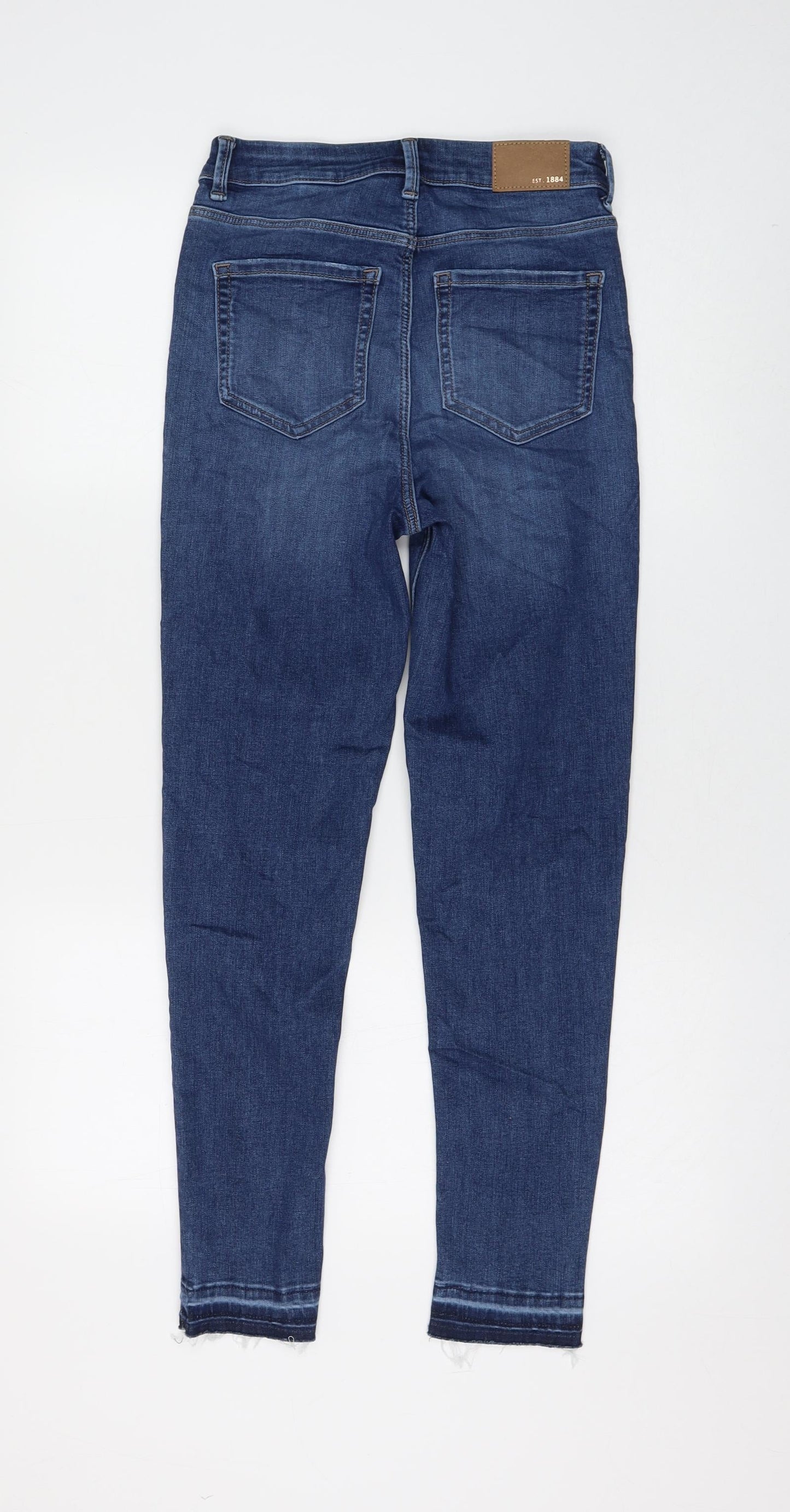 Marks and Spencer Womens Blue Cotton Skinny Jeans Size 6 L26 in Regular Zip