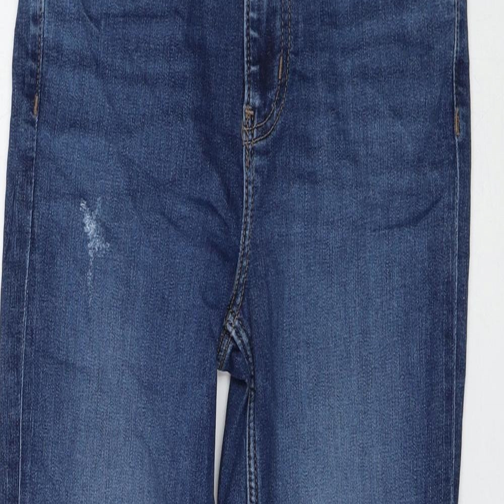 Marks and Spencer Womens Blue Cotton Skinny Jeans Size 6 L26 in Regular Zip